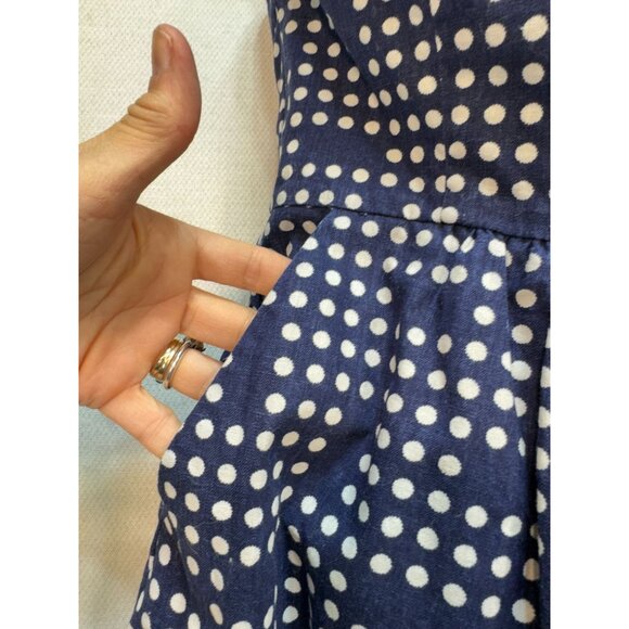 Gap Strapless A-Line Dress Size 0 Navy White Polka Dots Hip - Picture 4 of 10